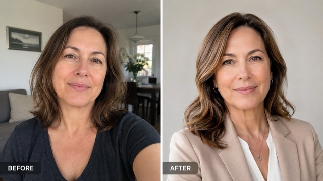 Improve Background, Lighting, Outfit Style, and Facial Presentation Naturally